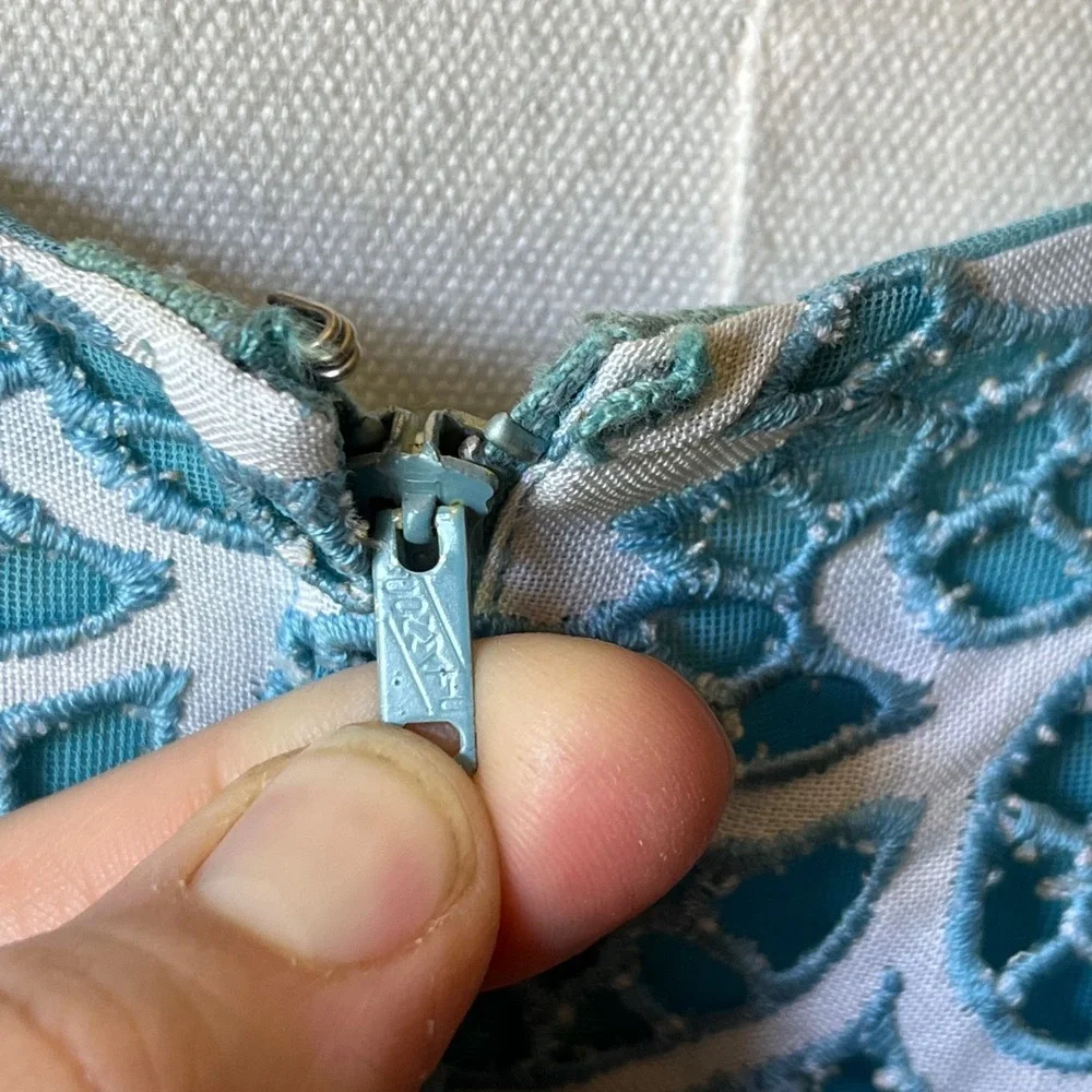1960s Turquoise Blue‎ Lace Wiggle Dress Set Jackie O Style Matching Jacket L